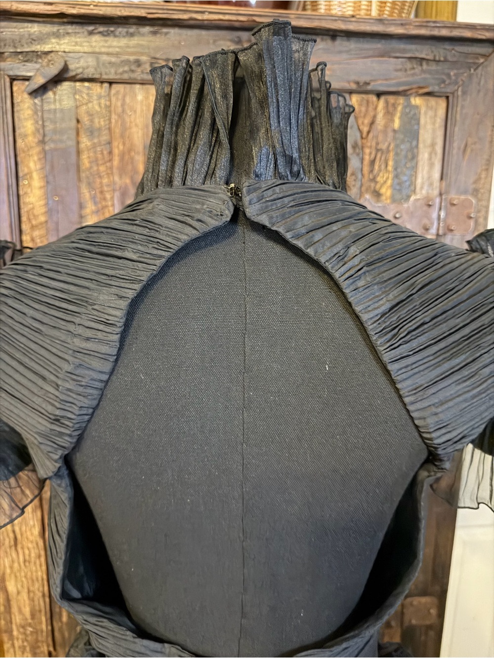 Rare Vtg 80s Caché Conelli New York dress 8 Black Ruffle Rhinestone - Picture 6 of 16
